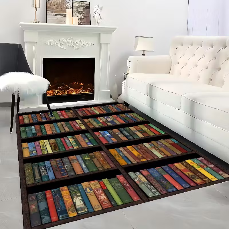 Commercial Book Printing Machines - Bookshelf Area Rug for Teen Study