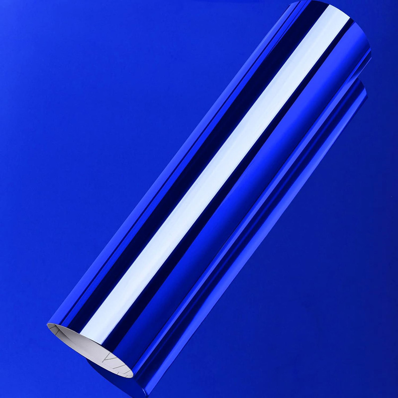 Heat Transfer Vinyl Roll - Premium Stretchable Blue Chrome Mirror Vinyl
