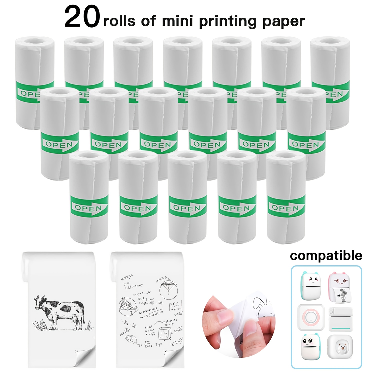 Heat Transfer Vinyl Roll - 5-10-20 Rolls of Mini Printing Paper,