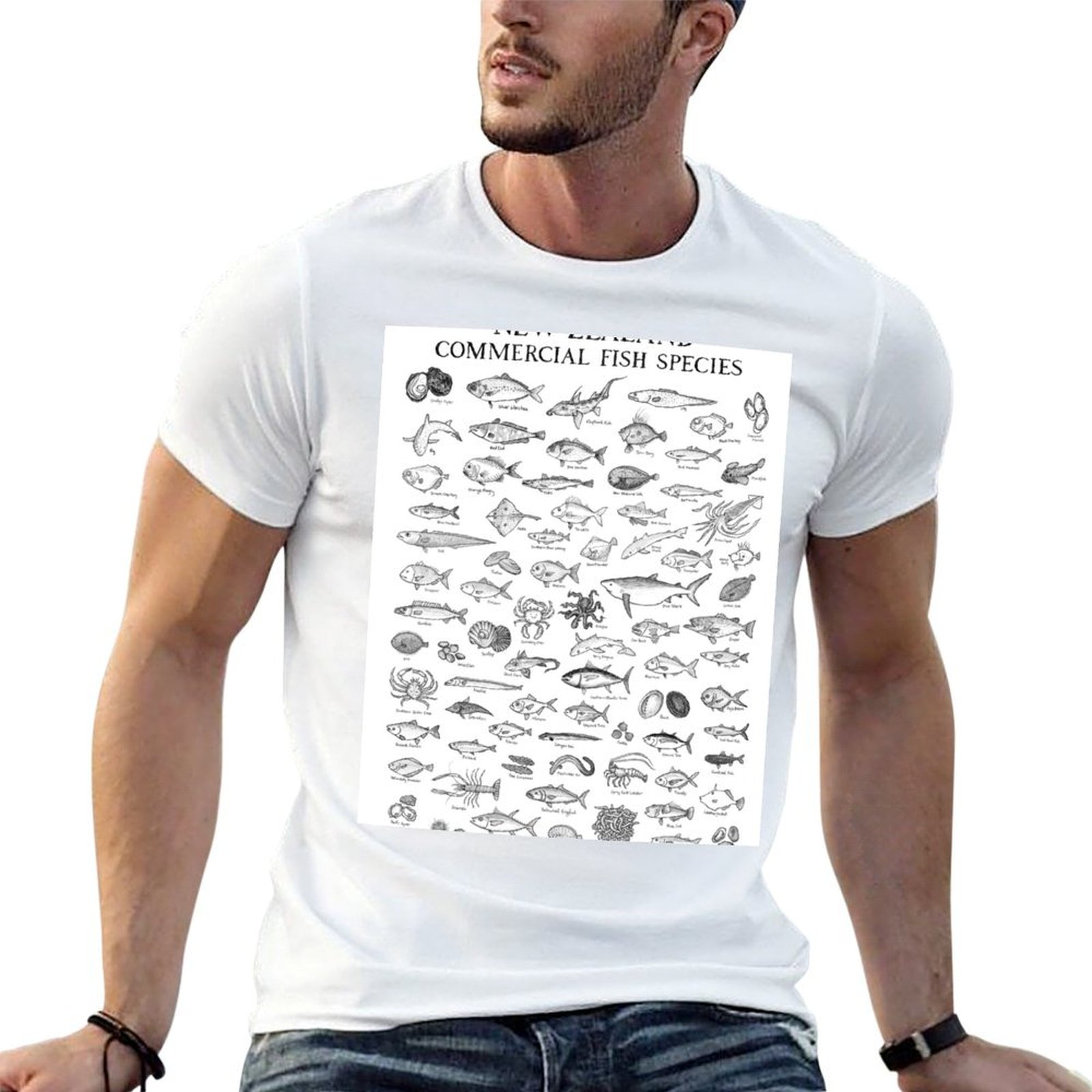 Commercial Shirt Printing - New Zealand Commercial Fish Species T-Shirt